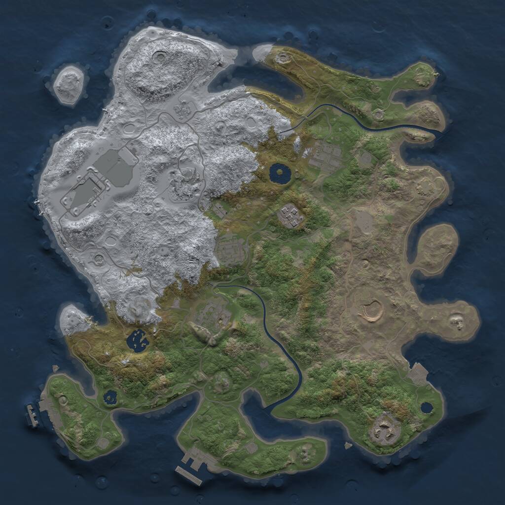 Rust Map: Procedural Map, Size: 3500, Seed: 1358521, 15 Monuments
