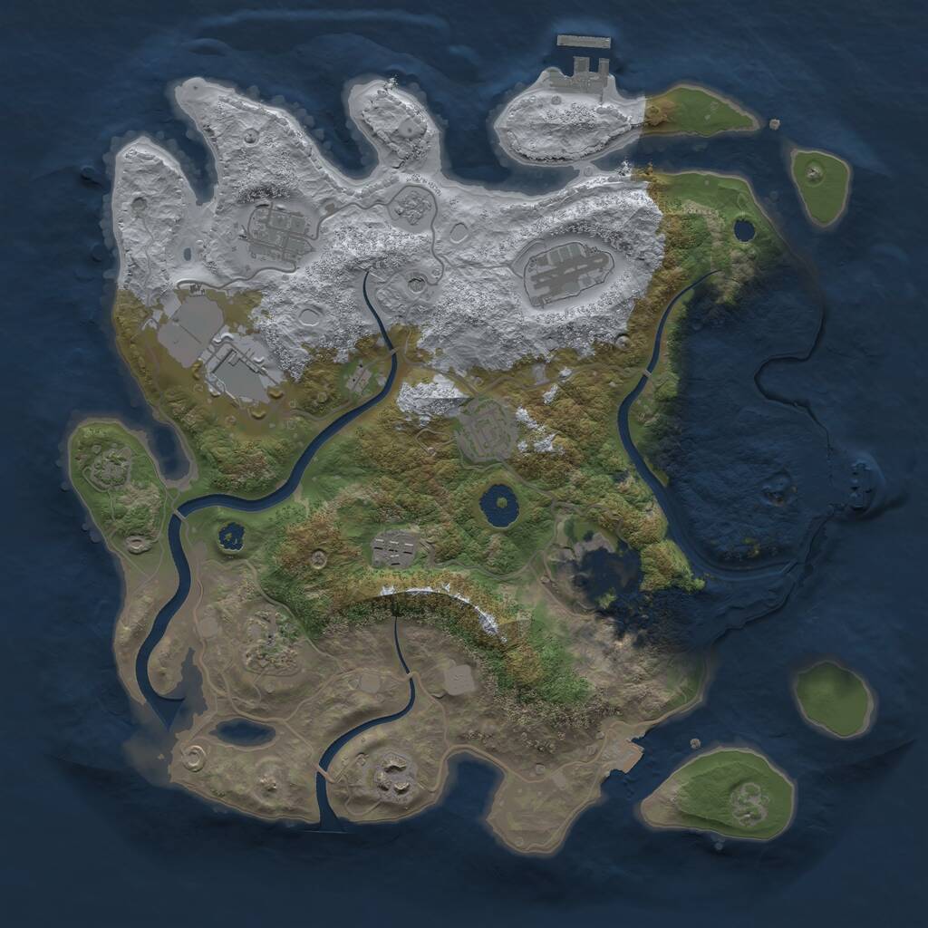 Rust Map: Procedural Map, Size: 3500, Seed: 3759559, 14 Monuments