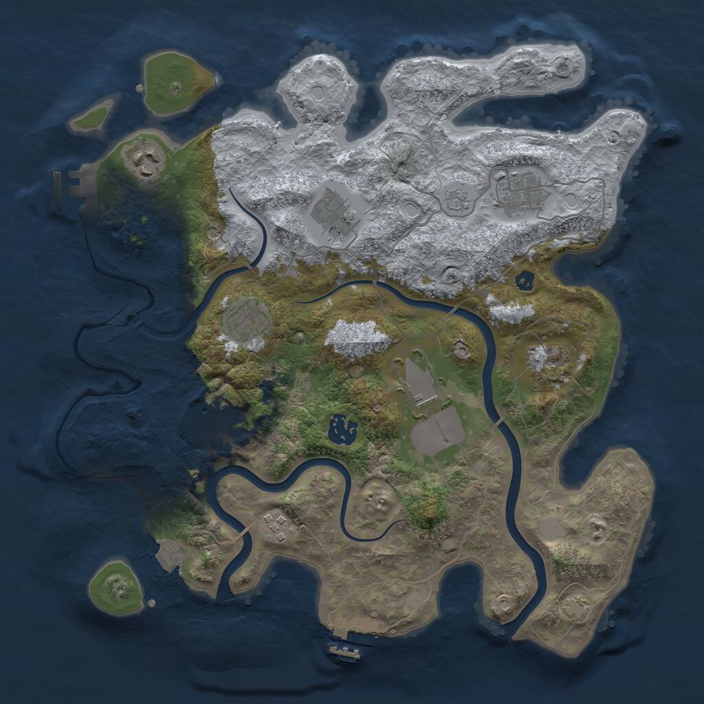 Rust Map: Procedural Map, Size: 3500, Seed: 995735, 15 Monuments