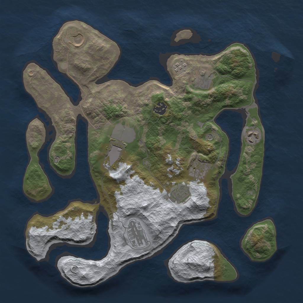 Rust Map: Barren, Size: 3500, Seed: 1075290, 12 Monuments