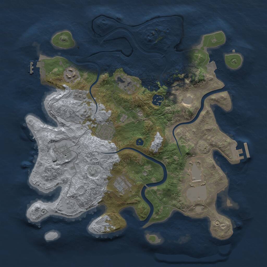 Rust Map: Procedural Map, Size: 3500, Seed: 1376392, 14 Monuments