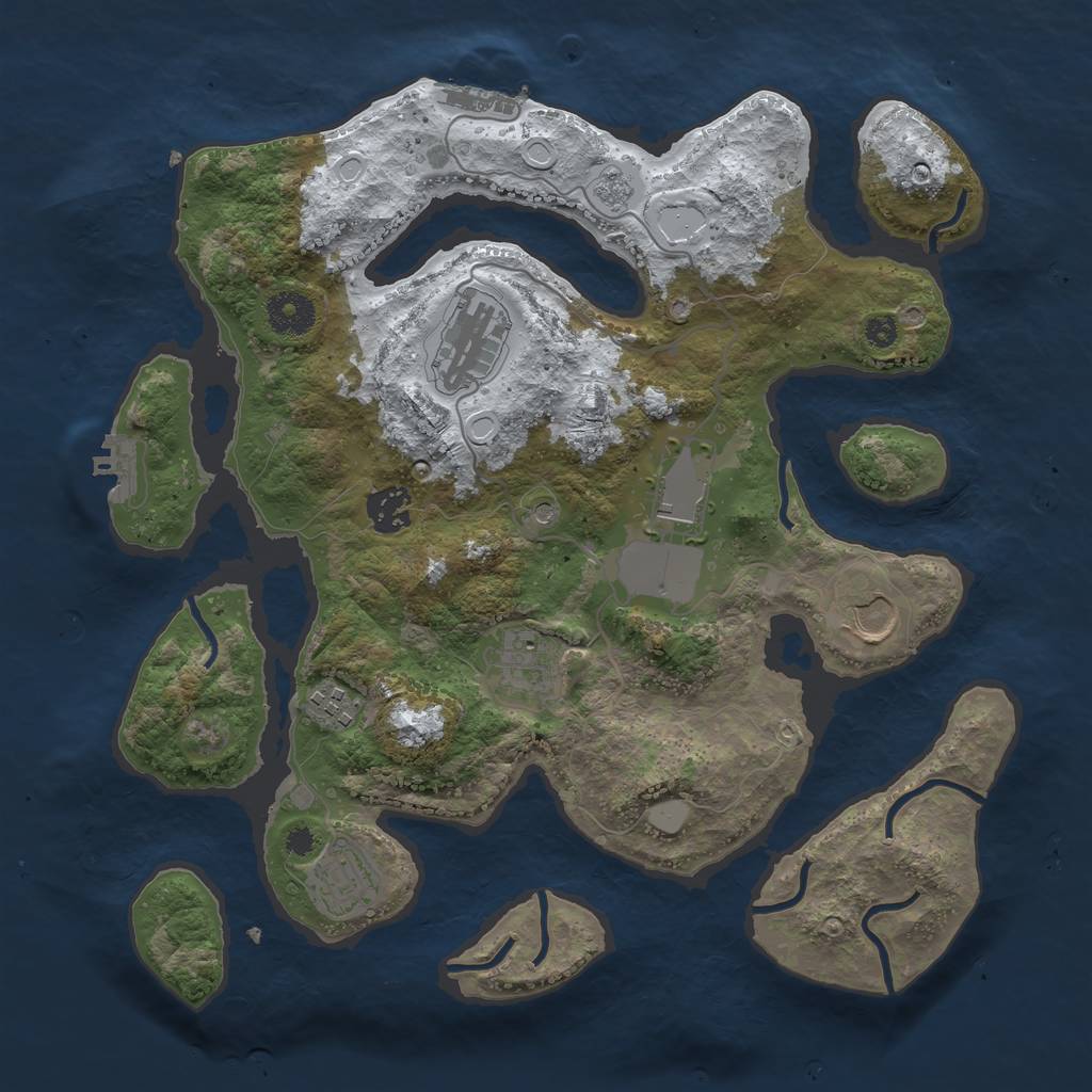 Rust Map: Procedural Map, Size: 3500, Seed: 2640280, 16 Monuments