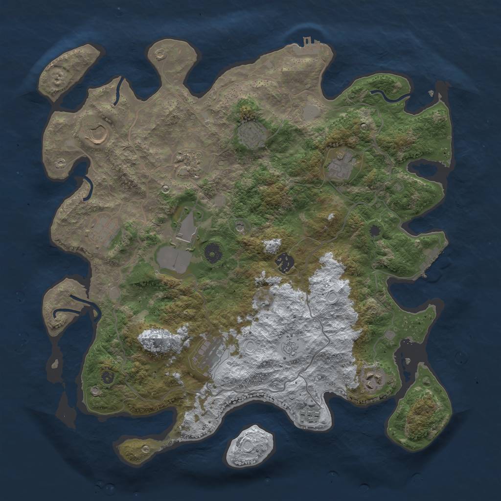 Rust Map: Procedural Map, Size: 4000, Seed: 3950785, 19 Monuments