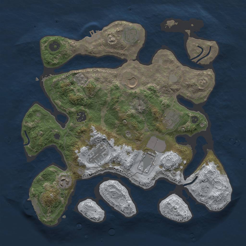 Rust Map: Procedural Map, Size: 3500, Seed: 1996209, 17 Monuments
