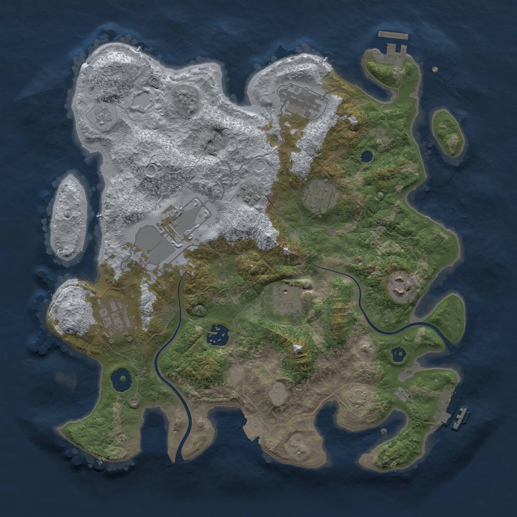 Rust Map: Procedural Map, Size: 3500, Seed: 451895, 13 Monuments