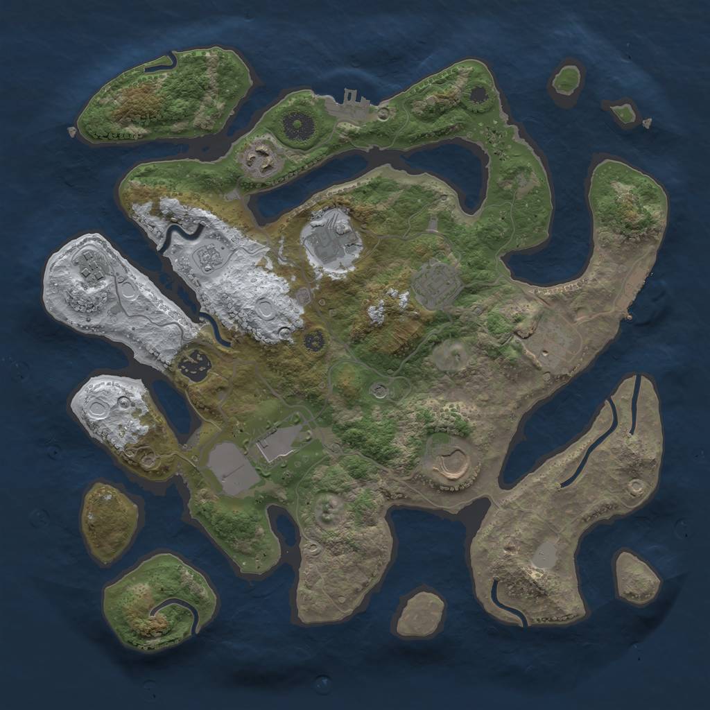 Rust Map: Procedural Map, Size: 3500, Seed: 5431134, 17 Monuments