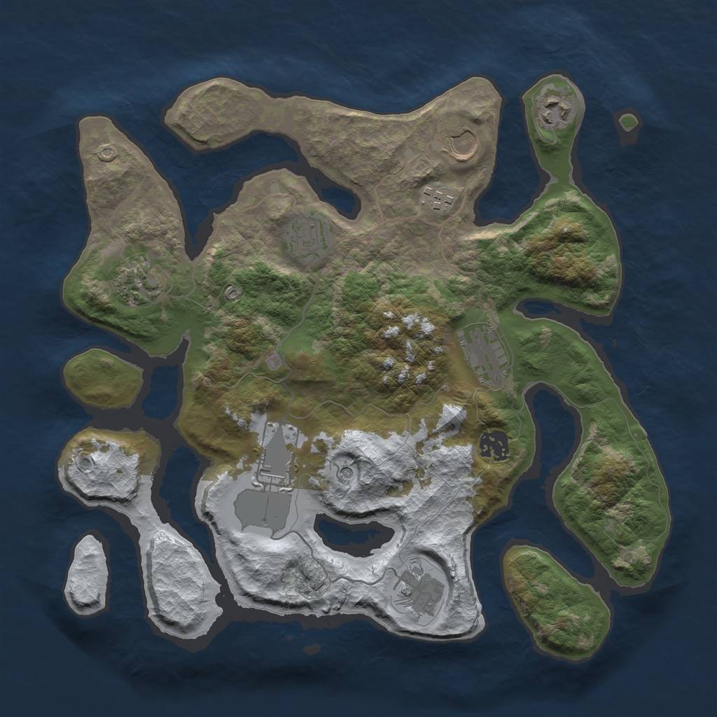 Rust Map: Barren, Size: 3500, Seed: 4564451, 12 Monuments