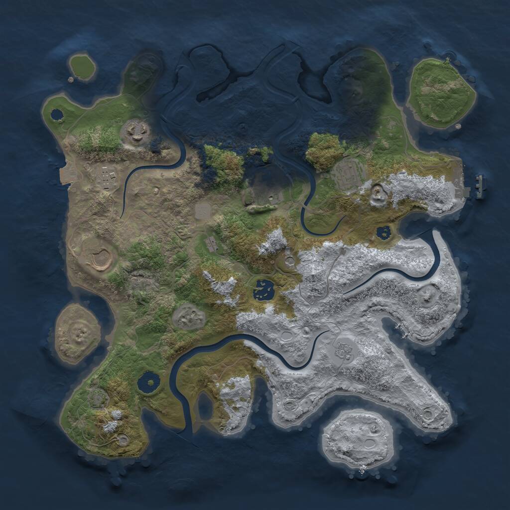 Rust Map: Procedural Map, Size: 3500, Seed: 935561, 11 Monuments