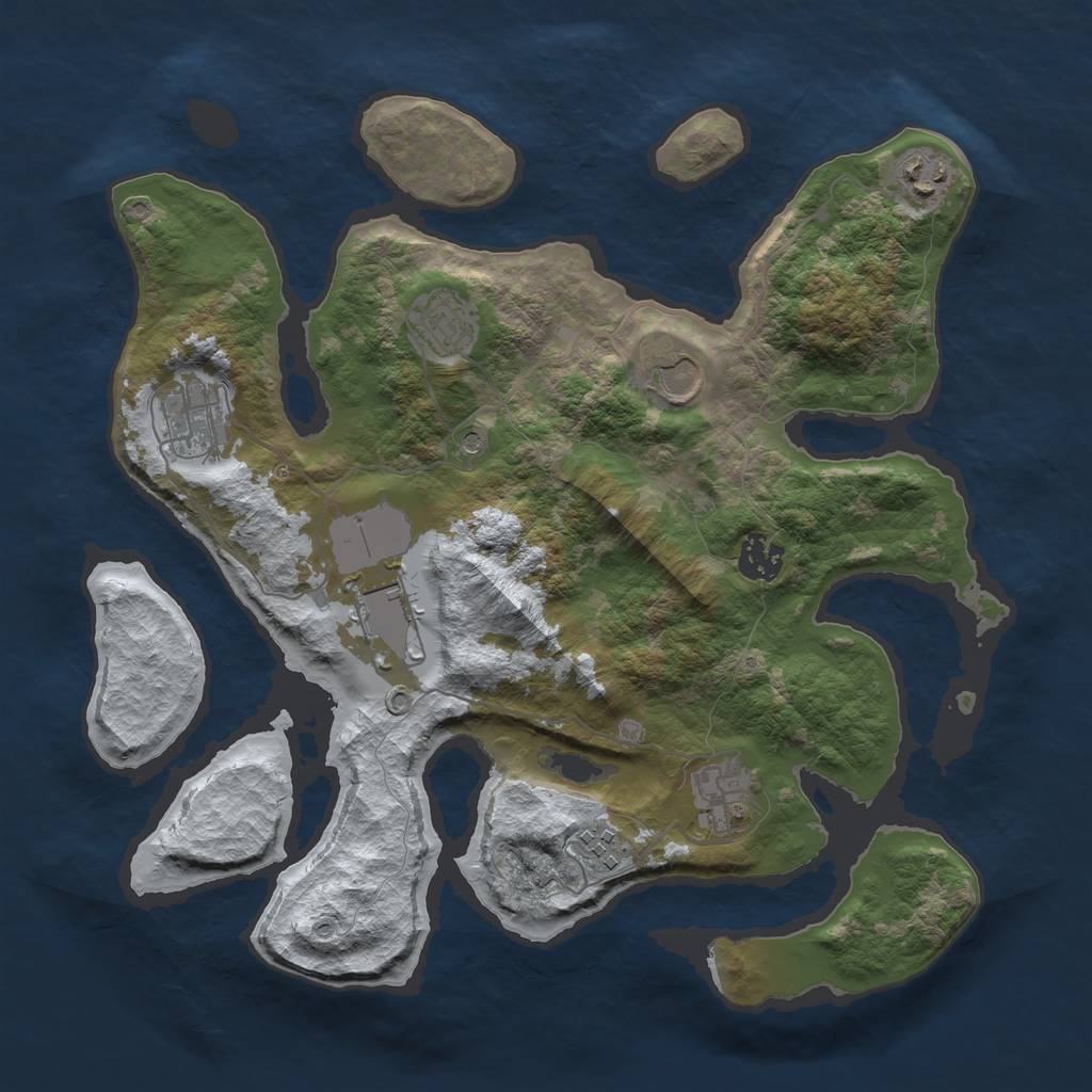 Rust Map: Barren, Size: 3500, Seed: 5522102, 11 Monuments
