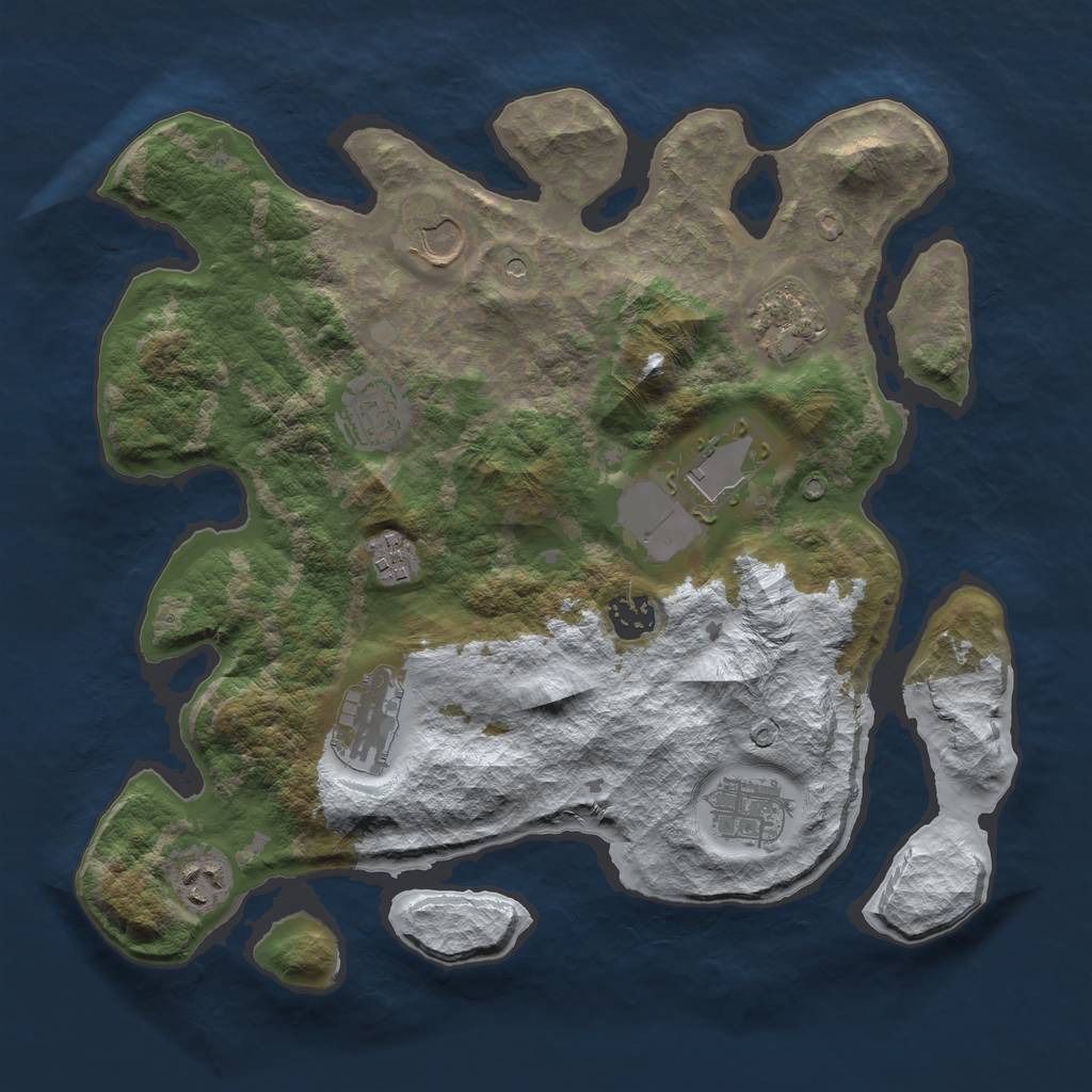 Rust Map: Barren, Size: 3500, Seed: 6392438, 12 Monuments