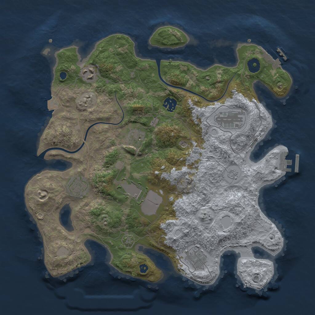 Rust Map: Procedural Map, Size: 3500, Seed: 3835847, 13 Monuments