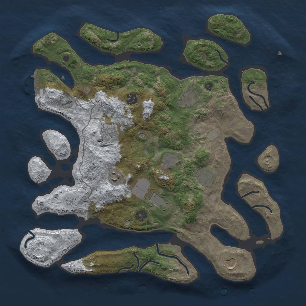 Rust Map: Procedural Map, Size: 4000, Seed: 4081722, 16 Monuments