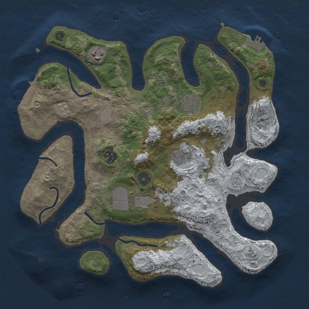 Rust Map: Procedural Map, Size: 3500, Seed: 442768, 15 Monuments