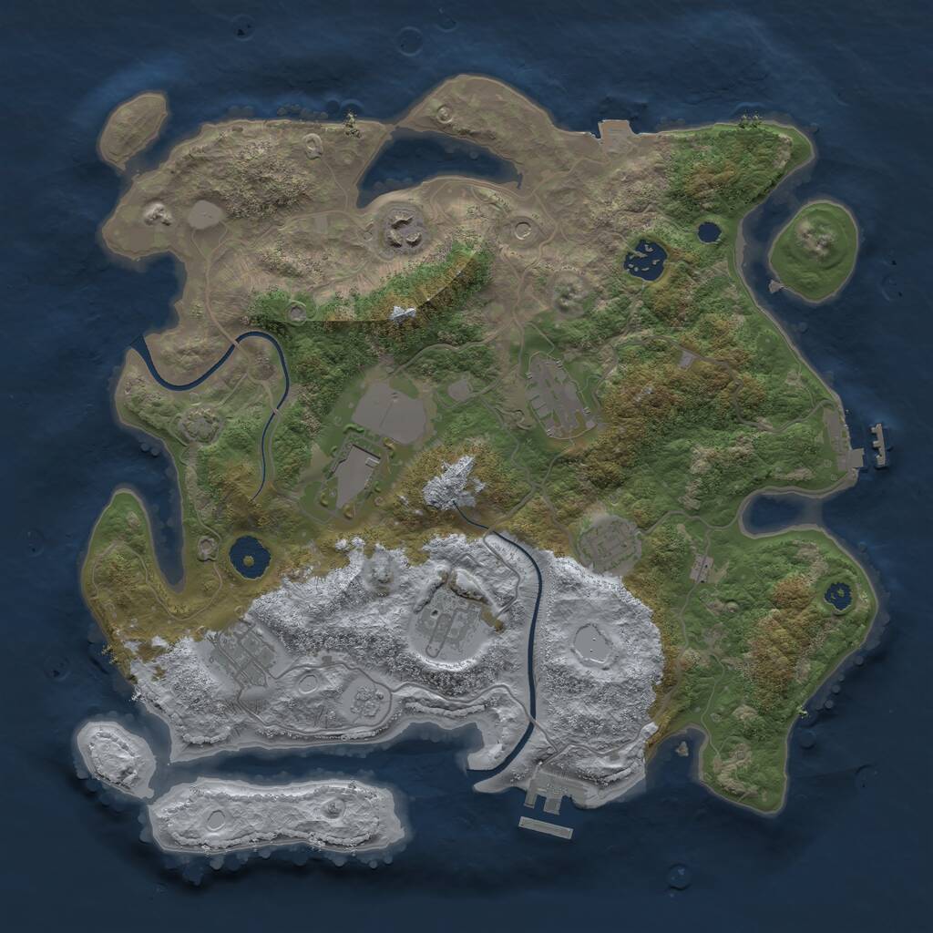 Rust Map: Procedural Map, Size: 3500, Seed: 3951599, 13 Monuments