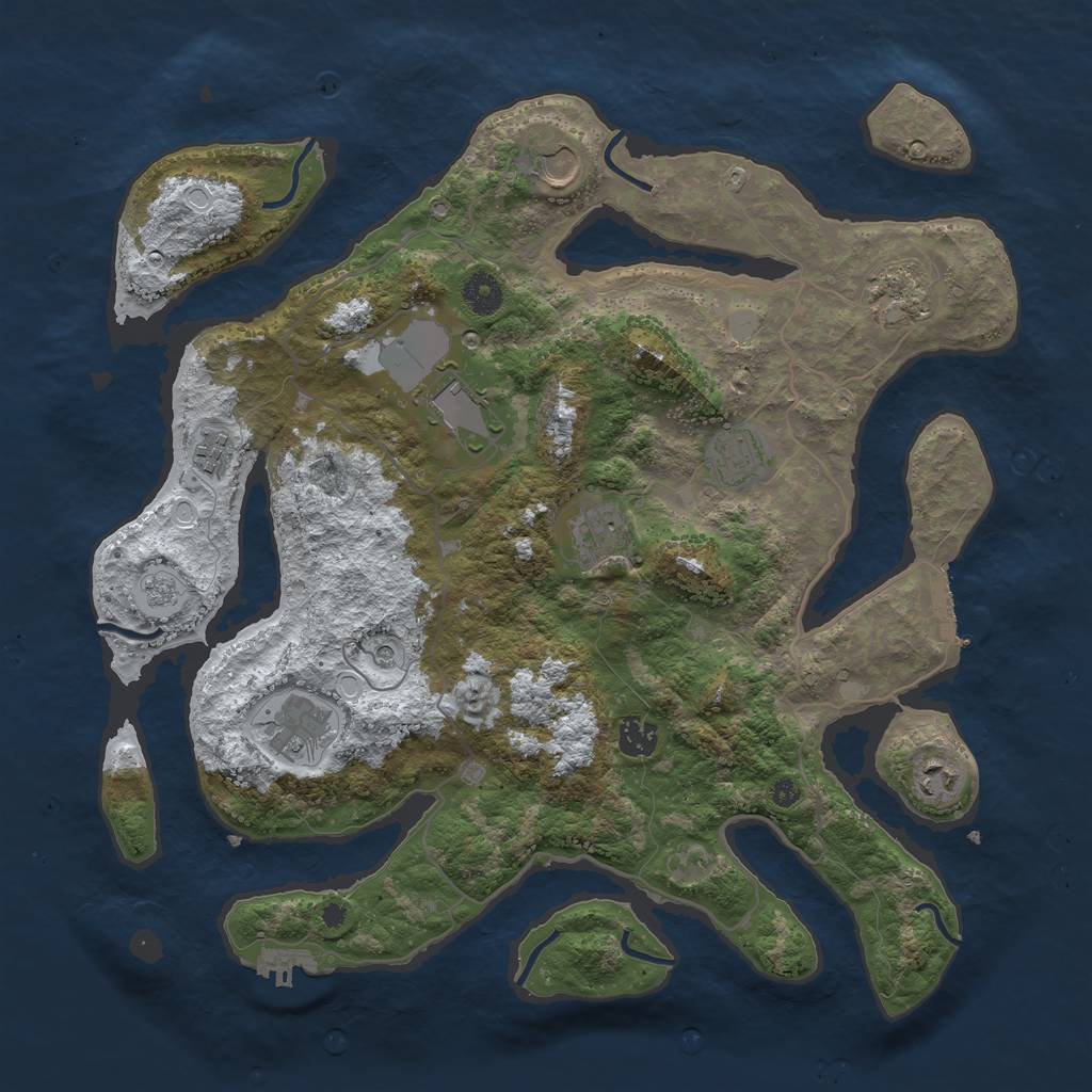 Rust Map: Procedural Map, Size: 4000, Seed: 3683630, 18 Monuments