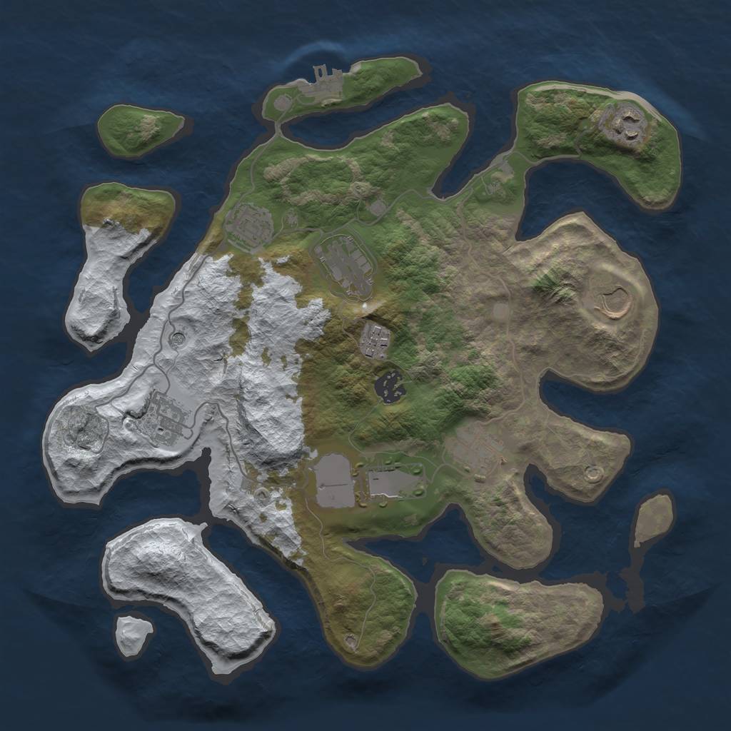 Rust Map: Barren, Size: 3500, Seed: 5540859, 13 Monuments