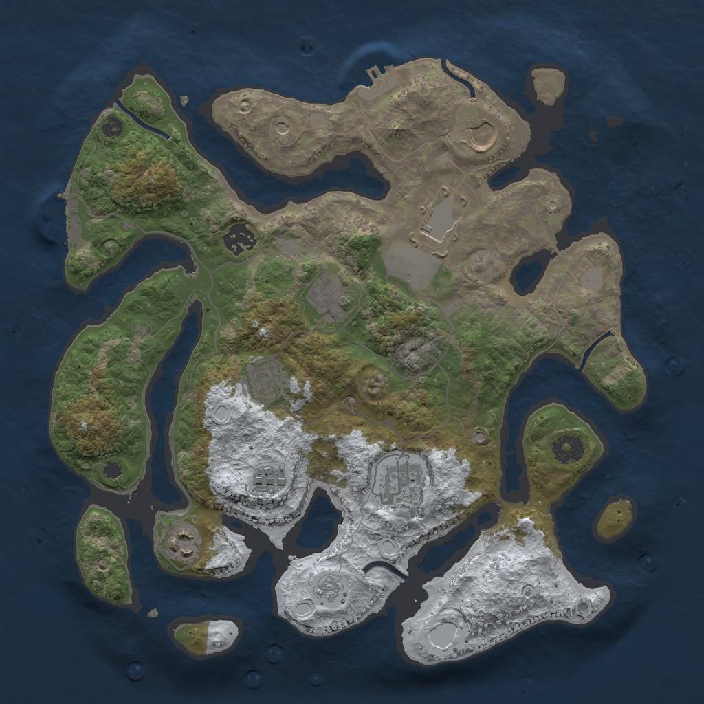 Rust Map: Procedural Map, Size: 3500, Seed: 4175110, 17 Monuments