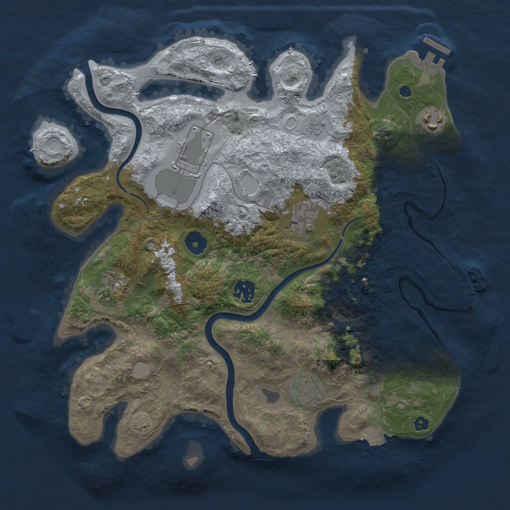 Rust Map: Procedural Map, Size: 3500, Seed: 2262201, 13 Monuments