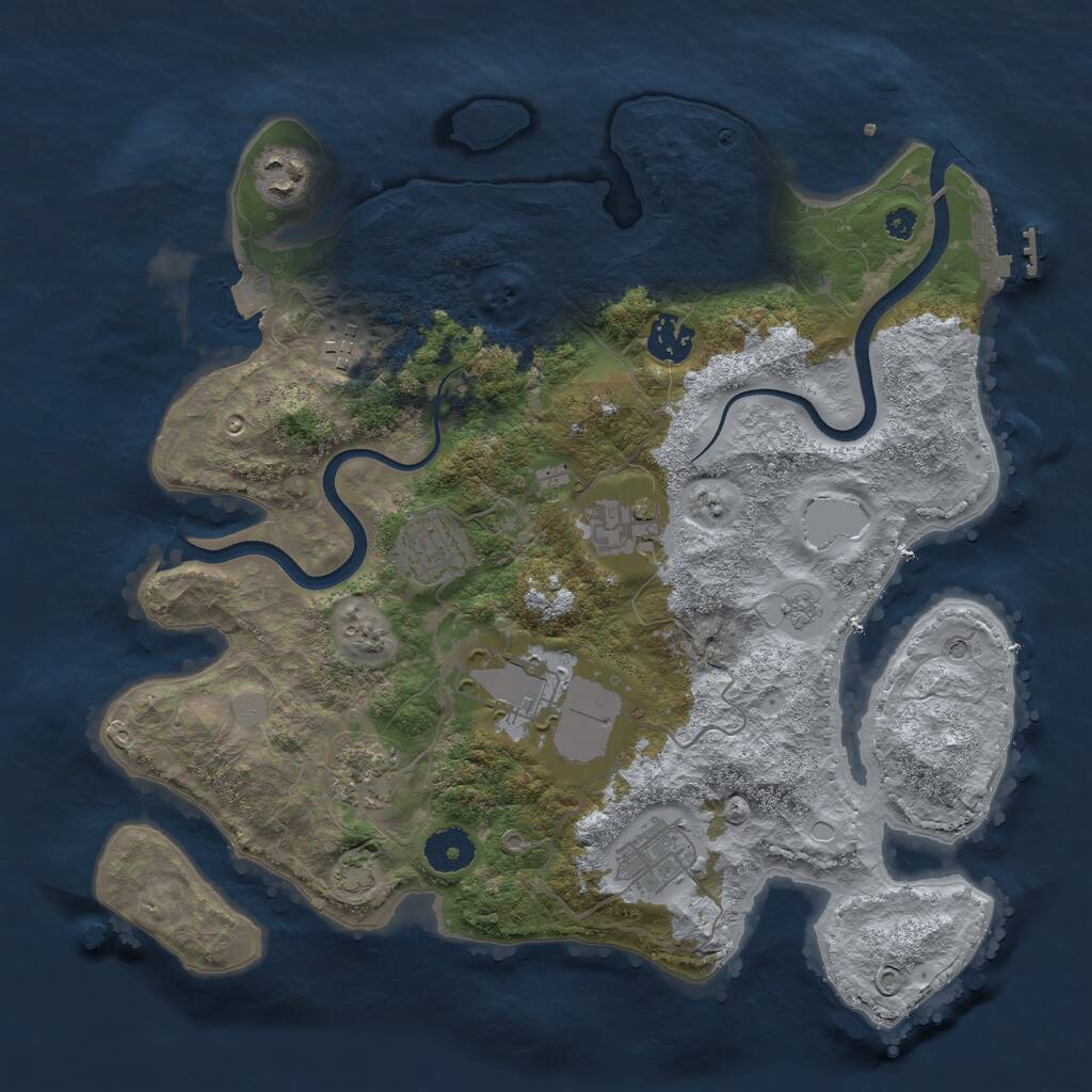Rust Map: Procedural Map, Size: 3500, Seed: 3333767, 13 Monuments