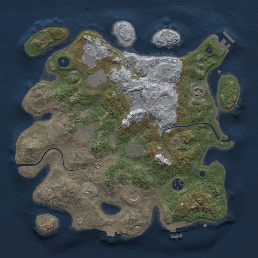 Rust Map: Procedural Map, Size: 3500, Seed: 2833811, 14 Monuments