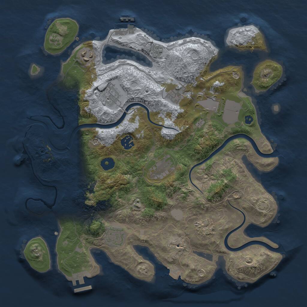 Rust Map: Procedural Map, Size: 3500, Seed: 1736968, 14 Monuments