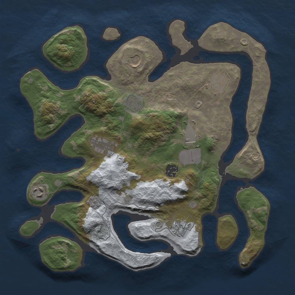 Rust Map: Barren, Size: 3500, Seed: 2202110, 12 Monuments
