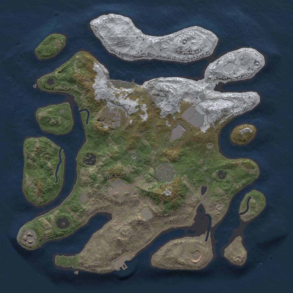 Rust Map: Procedural Map, Size: 3500, Seed: 319574, 16 Monuments