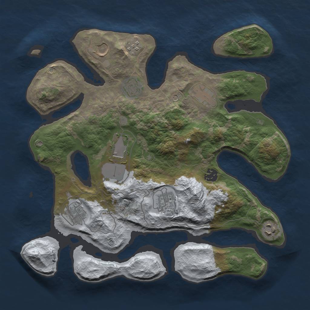 Rust Map: Barren, Size: 3500, Seed: 771901, 12 Monuments