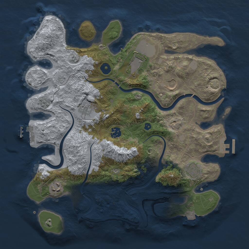 Rust Map: Procedural Map, Size: 3500, Seed: 4943791, 13 Monuments
