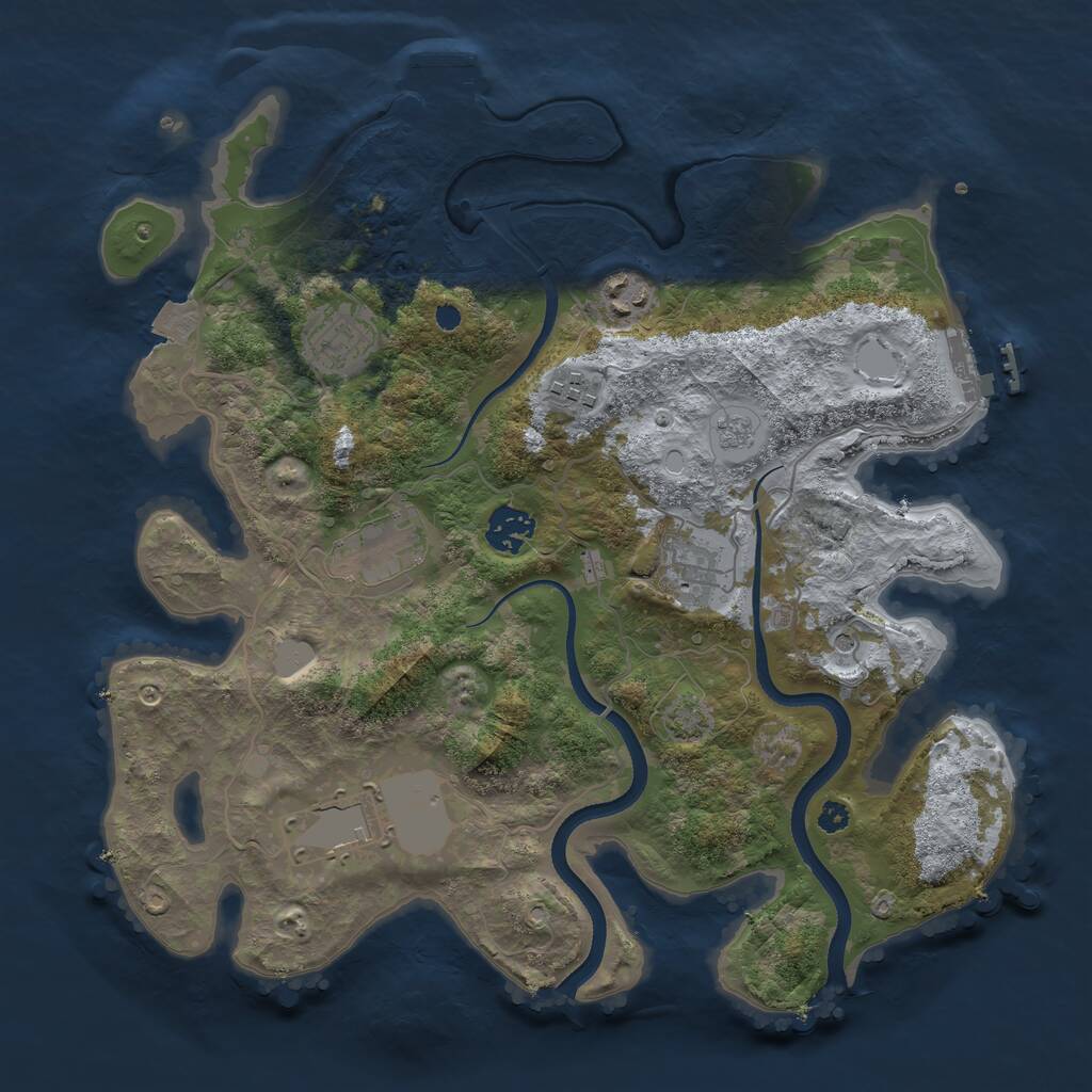 Rust Map: Procedural Map, Size: 3500, Seed: 11837, 13 Monuments