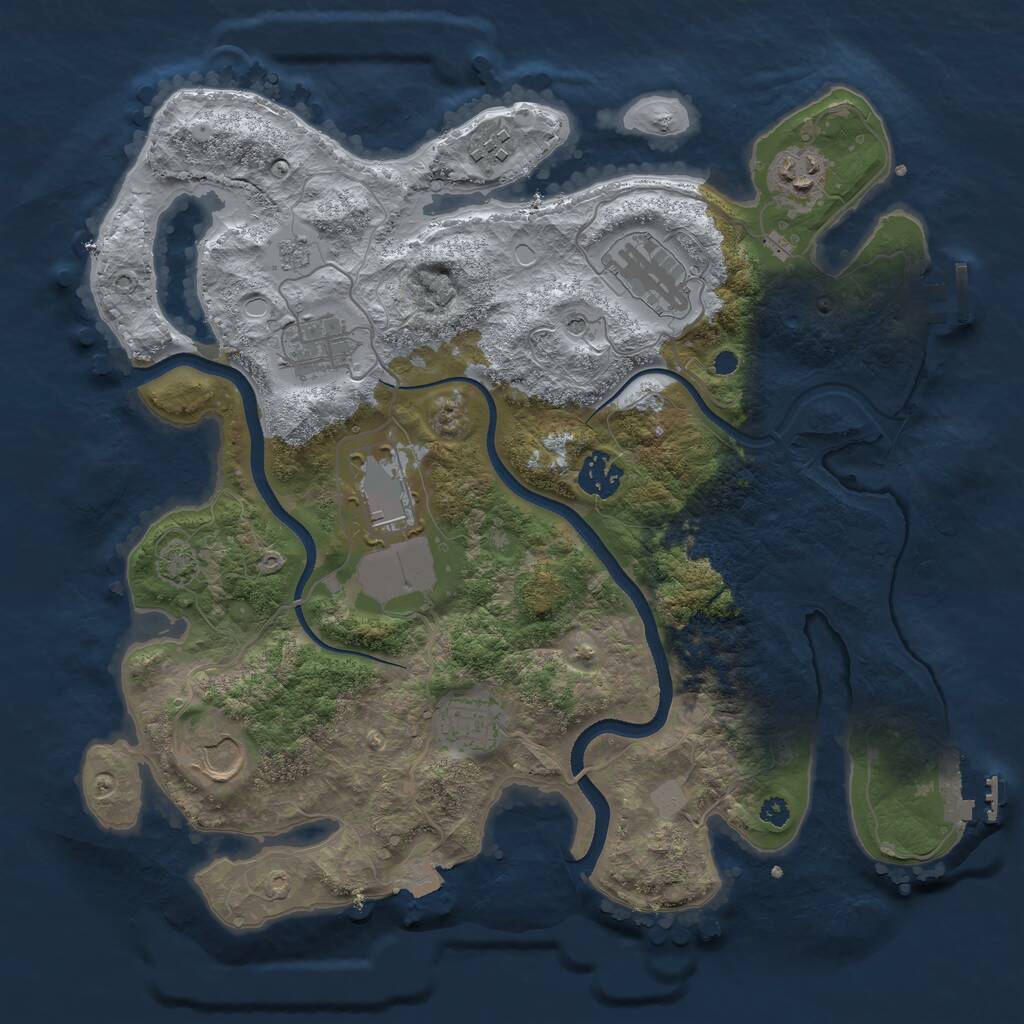 Rust Map: Procedural Map, Size: 3500, Seed: 3910201, 14 Monuments