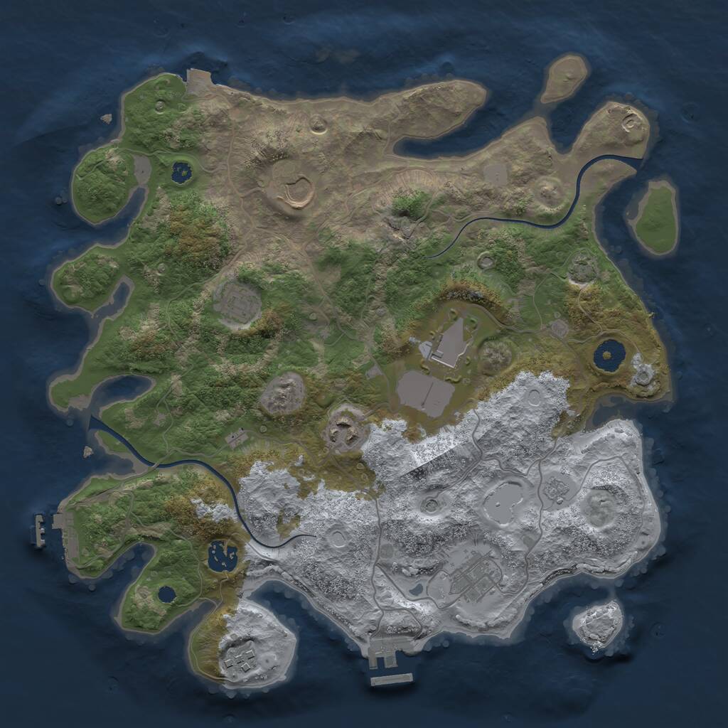 Rust Map: Procedural Map, Size: 3500, Seed: 2484513, 13 Monuments