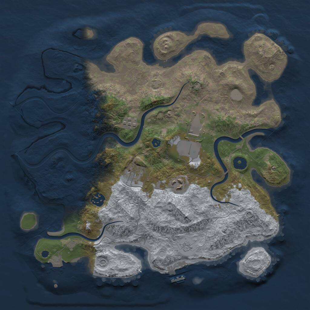 Rust Map: Procedural Map, Size: 3500, Seed: 4140755, 10 Monuments