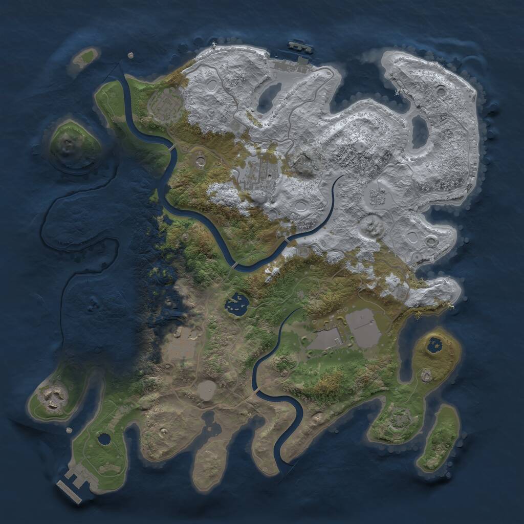 Rust Map: Procedural Map, Size: 3500, Seed: 327668, 13 Monuments