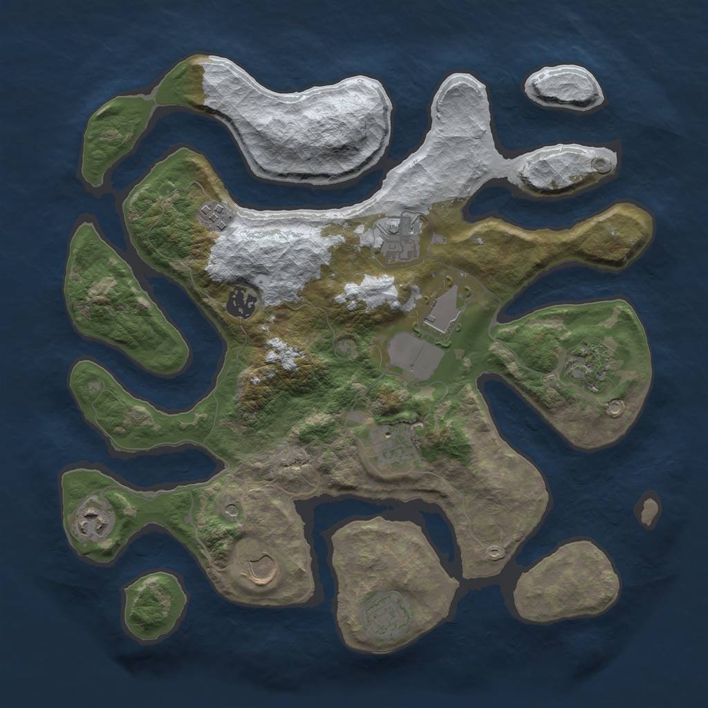 Rust Map: Barren, Size: 3500, Seed: 1807897, 12 Monuments