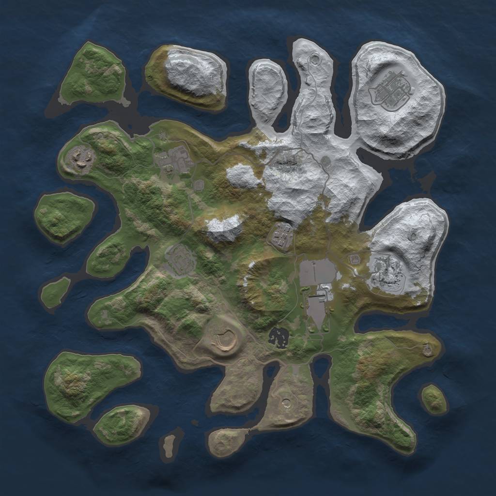 Rust Map: Barren, Size: 3500, Seed: 397988, 12 Monuments