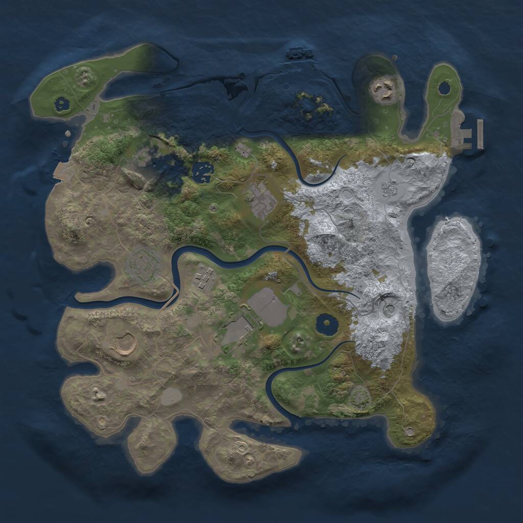 Rust Map: Procedural Map, Size: 3500, Seed: 5360087, 14 Monuments