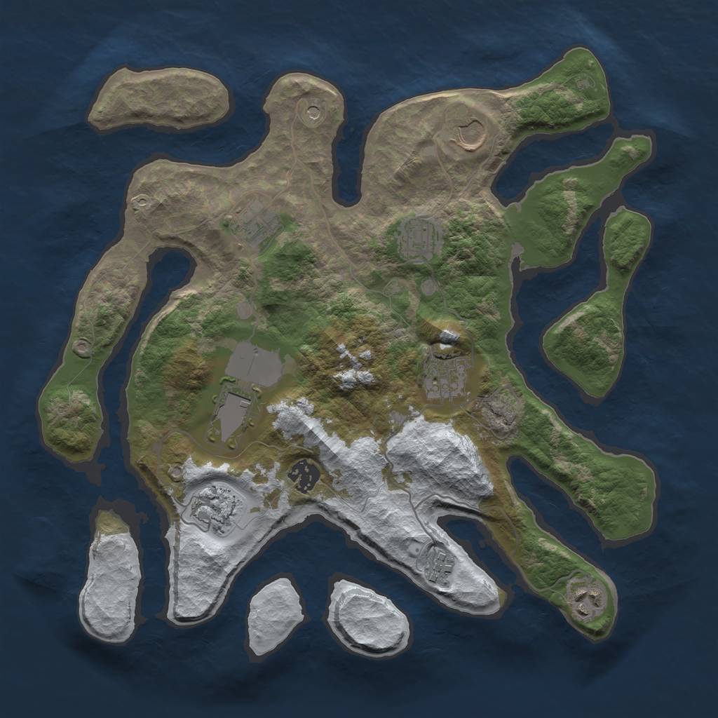 Rust Map: Barren, Size: 3500, Seed: 5281163, 12 Monuments
