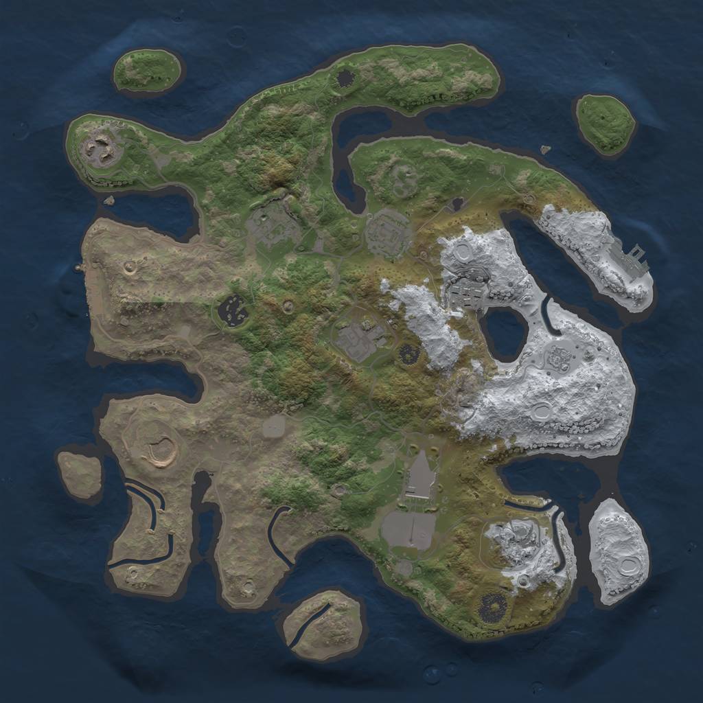 Rust Map: Procedural Map, Size: 3500, Seed: 85864, 17 Monuments