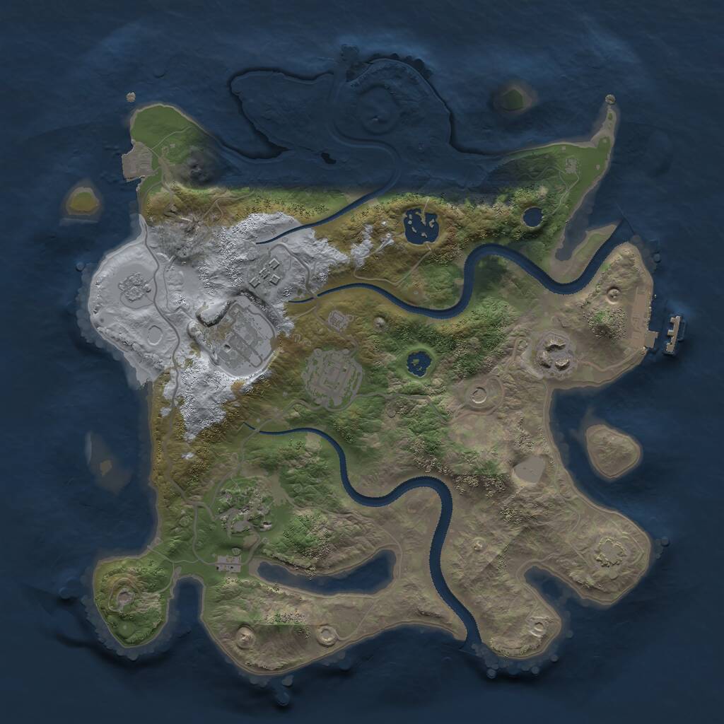Rust Map: Procedural Map, Size: 3000, Seed: 572673633, 11 Monuments