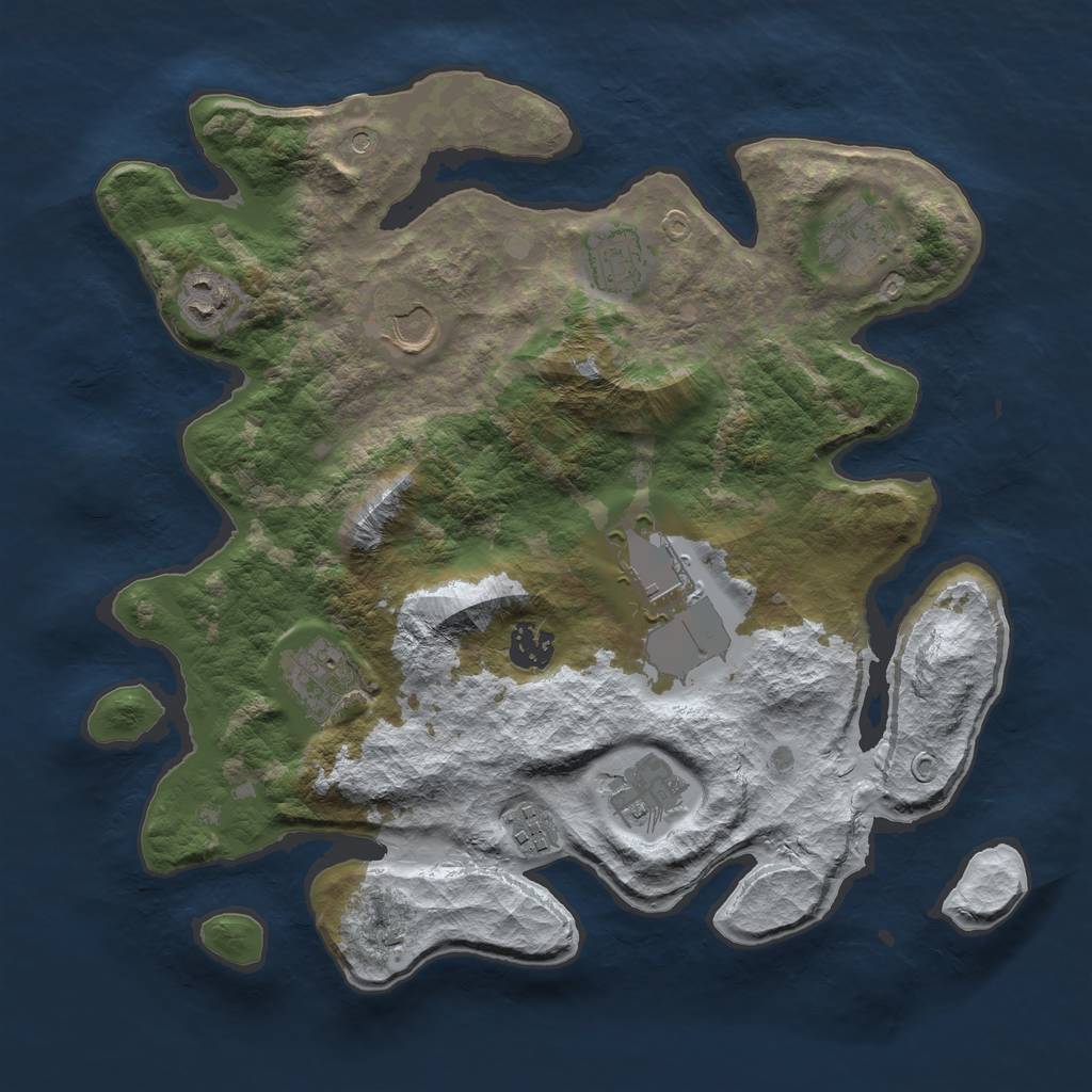 Rust Map: Barren, Size: 3500, Seed: 5383027, 12 Monuments