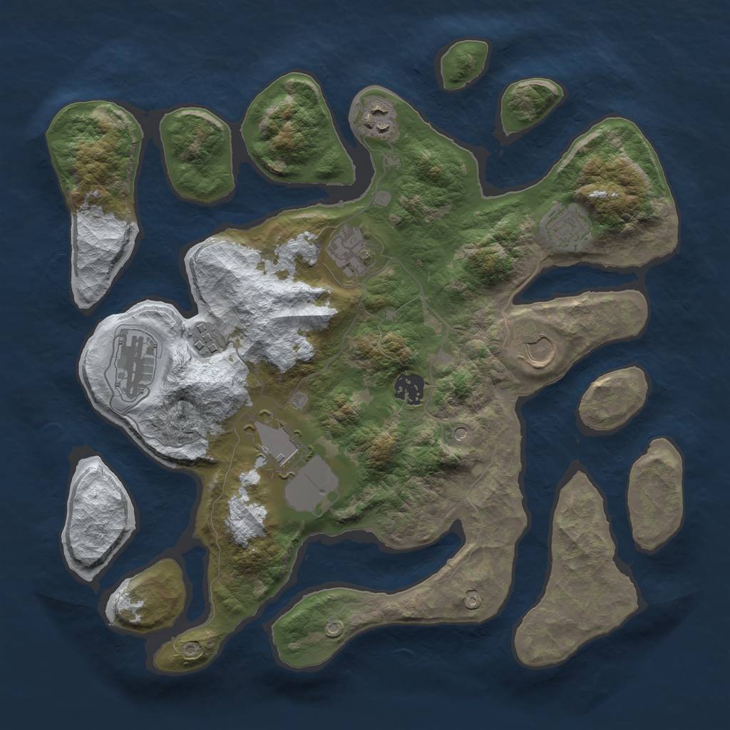 Rust Map: Barren, Size: 3500, Seed: 920005, 11 Monuments