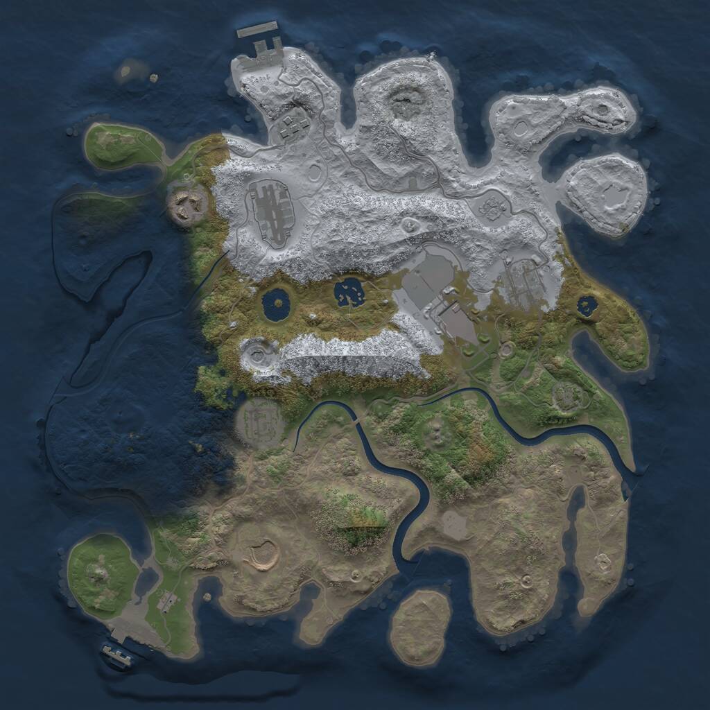 Rust Map: Procedural Map, Size: 3500, Seed: 5501239, 14 Monuments