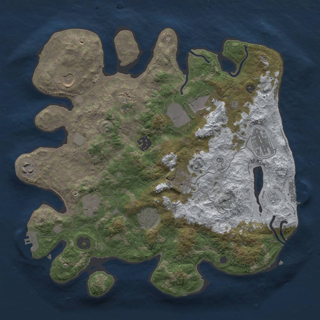 Rust Map: Procedural Map, Size: 3500, Seed: 4767031, 18 Monuments