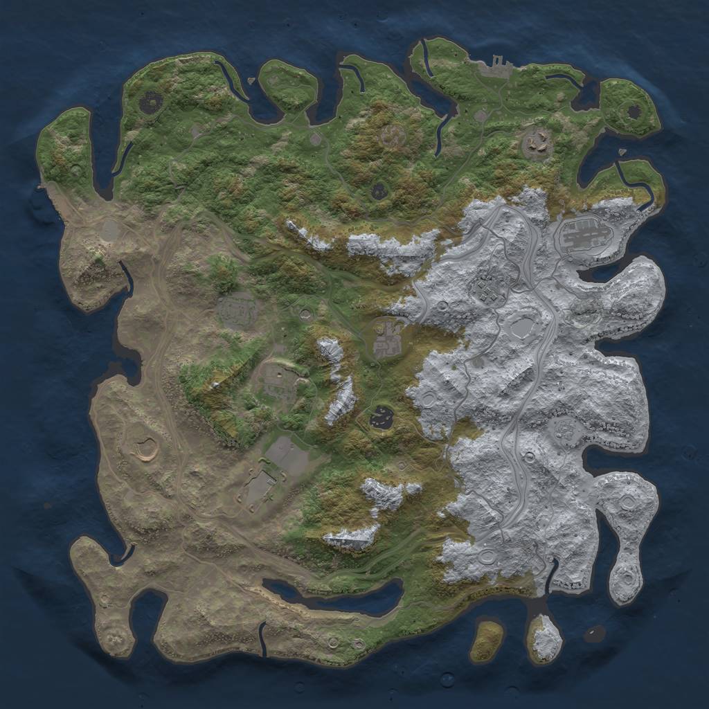 Rust Map: Procedural Map, Size: 4500, Seed: 156156, 18 Monuments