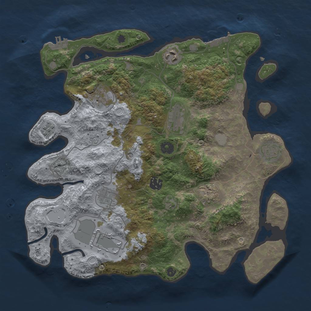 Rust Map: Procedural Map, Size: 3500, Seed: 6371778, 18 Monuments