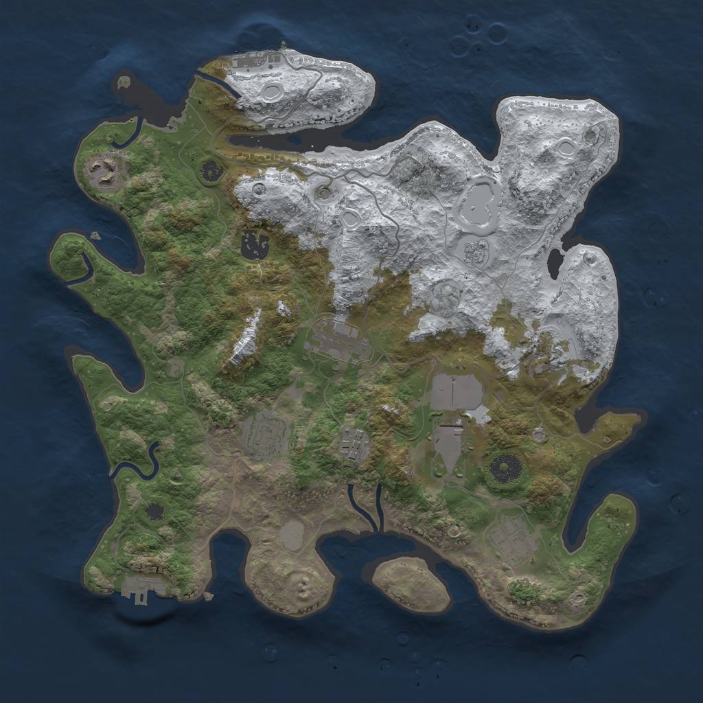 Rust Map: Procedural Map, Size: 3500, Seed: 840813, 17 Monuments