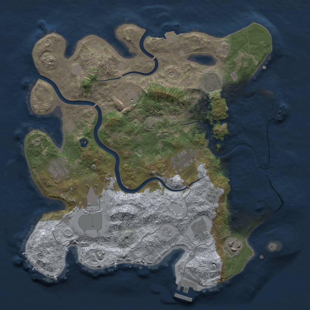 Rust Map: Procedural Map, Size: 3500, Seed: 3582062, 14 Monuments