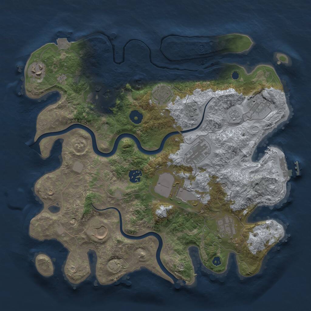 Rust Map: Procedural Map, Size: 3500, Seed: 4102484, 15 Monuments