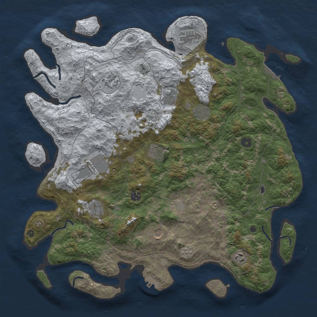 Rust Map: Procedural Map, Size: 4500, Seed: 4613410, 20 Monuments